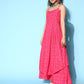 InWeave Women's Pink Bandhani Strappy Kurta Set - Swadesiicart