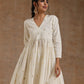 trueBrowns Ivory Gold Cotton Kalidar Kurta Set | Swadesiicart