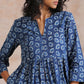 trueBrowns Indigo Dabu Floral Print Cotton Kurta Pant Set | Swadesiicart