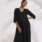 trueBrowns Black Cotton High Slit Kurta Set | Swadesiicart