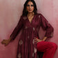 trueBrowns Purple Viscose Silk Kurta Set | Swadesiicart