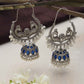 trueBrowns Silver Tone Peacock Jhumka Earrings - Swadesiicart