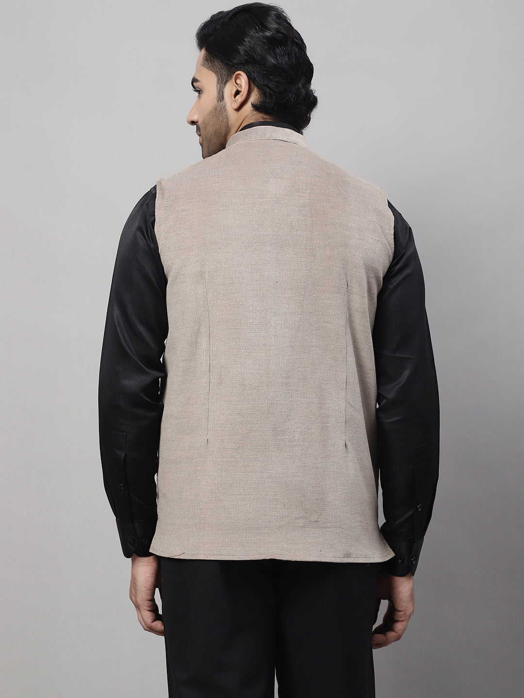 Even Apparels Men's Beige Nehru Jacket With Welt Pockets | Swadesiicart