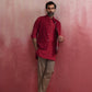 trueBrowns Men's Maroon Ikat Print Cotton Reversible Nehru Jacket | Swadesiicart