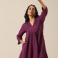 trueBrowns Plum Purple Slub Texture Pleated Co-Ord Set - Swadesiicart