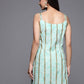 Ahalyaa Striped Floral Printed Shoulder Straps Crepe Tunic | Swadesiicart