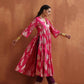 trueBrowns Pink Metallic Flared Anarkali Kurta Set | Swadesiicart