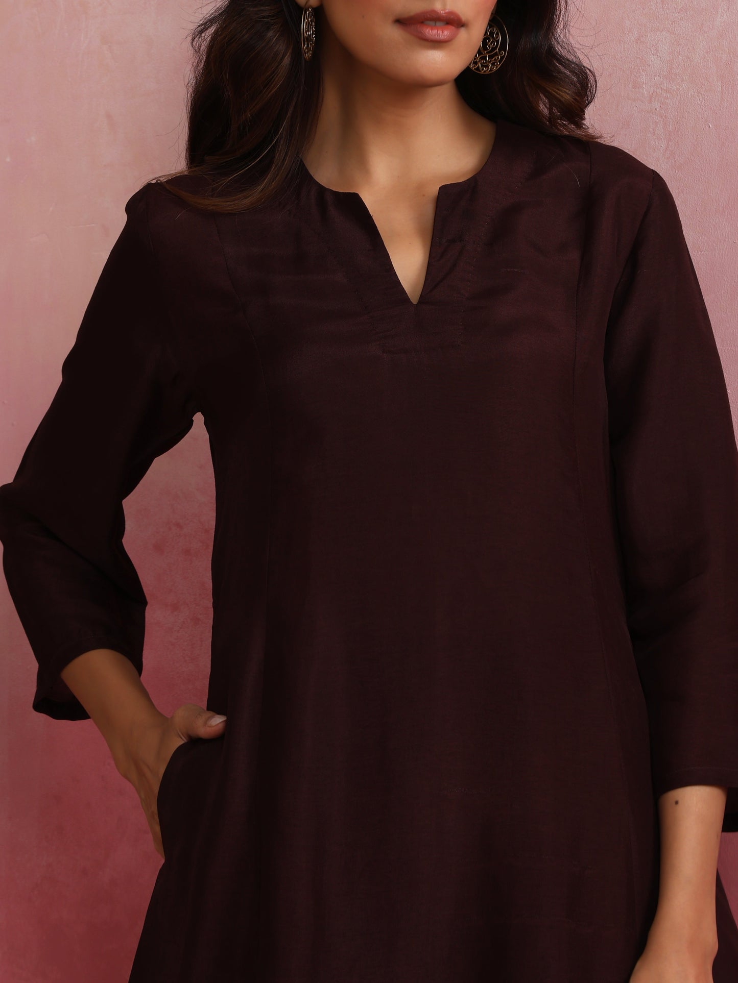 trueBrowns Cola Viscose Silk Kurta Co-ord Set - Swadesiicart