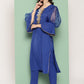 InWeave Women's Ink Blue Organza Sleeve Kurta Set W Blue Fuchsia Or Dupatta - Swadesiicart