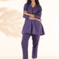 trueBrowns Purple Cotton Dobby Co-ord Set - Swadesiicart