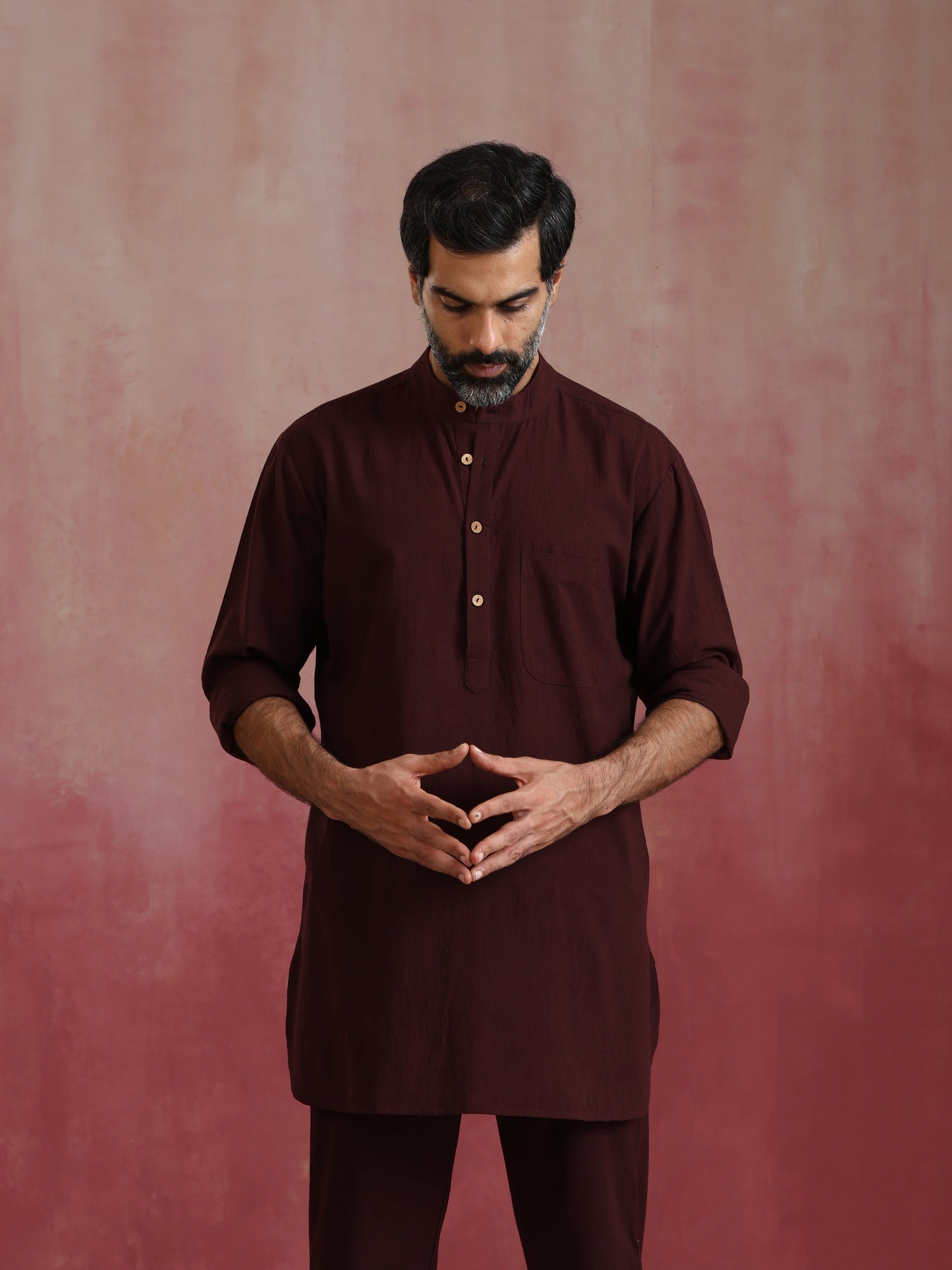 trueBrowns Men's Cola Cotton Mandarin Collar Kurta Co-ord set - Swadesiicart