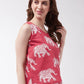 InWeave Red Elephant Sleeveless Top - Swadesiicart