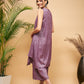 InWeave Women's Mauve Lurex Short Pallazo Kurta Set - Swadesiicart
