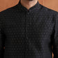 trueBrowns Men's Black Chanderi Long Jacket | Swadesiicart