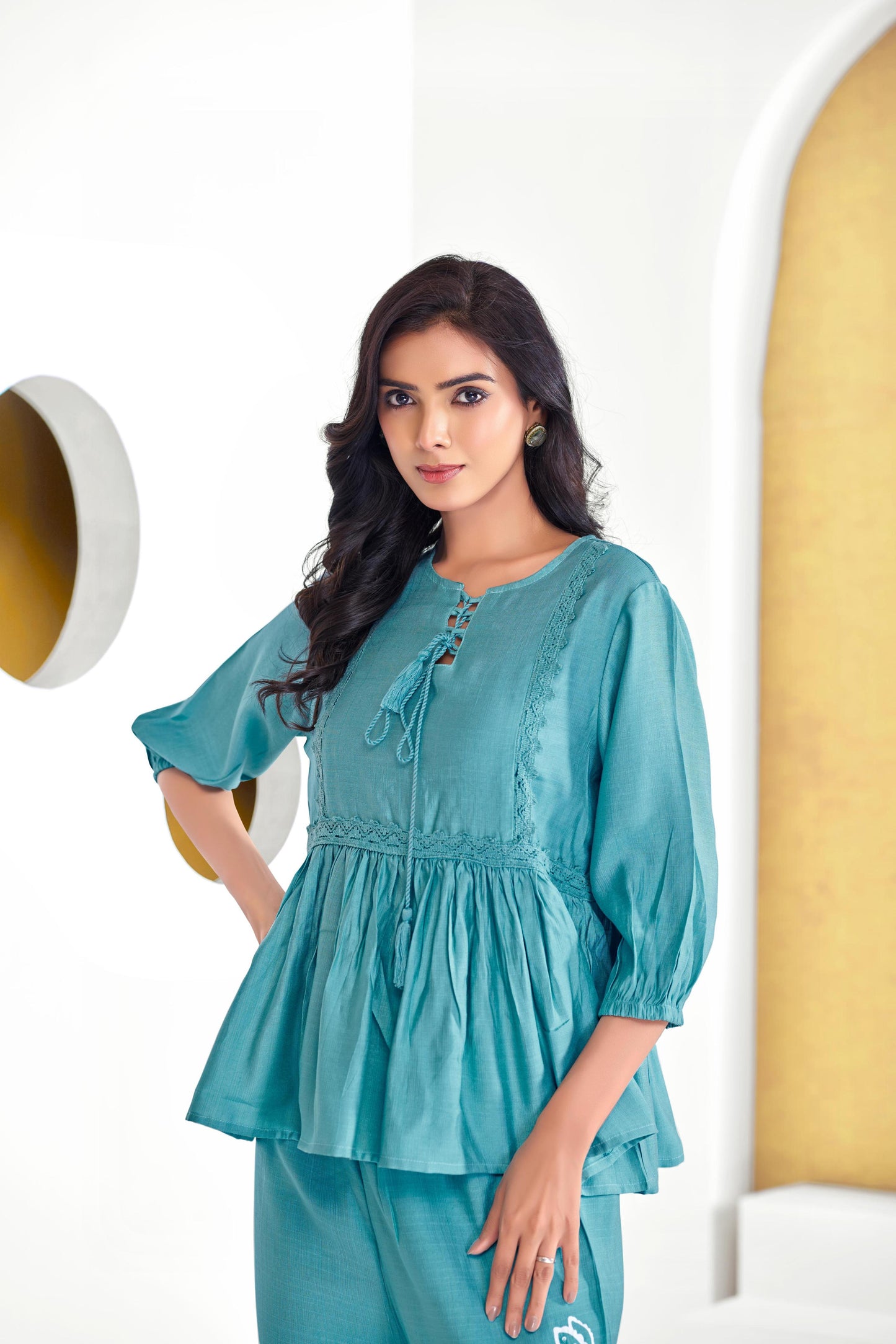 BulBul Nira Iceblue Co-Ord Set - Swadesiicart