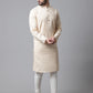 Even Apparels Cream Pure Cotton Kurta With Band Collar | Swadesiicart