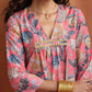trueBrowns Orange Print A-line Kurta Set | Swadesiicart