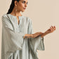 trueBrowns Grey Bandhani Printed Silk Kaftan Co-Ord Set - Swadesiicart