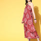 InWeave Women's Maroon Bandhani Motif One Shoulder Palazzo Set - Swadesiicart