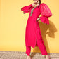InWeave Women's Fuschia Organza Sleeve Gota Work Kurta Set - Swadesiicart
