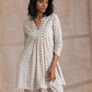 trueBrowns White With Small Floral Booti Print Cotton Pleated Co-Ord Set - Swadesiicart