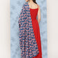 InWeave Women's Red Strappy Set W Navy Pink Lotus Cr Duptta - Swadesiicart