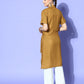 InWeave Women's Camel Brown Cream Pant Coord Set With Peach Crop Top - Swadesiicart