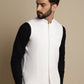 Even Apparels Men's White Mandarin Collar Waistcoat | Swadesiicart