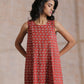 trueBrowns Rust Red Bagru Camel Print Cotton High-Low Co-Ord Set - Swadesiicart