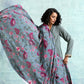 trueBrowns Grey Printed Velvet Shawl | Swadesiicart