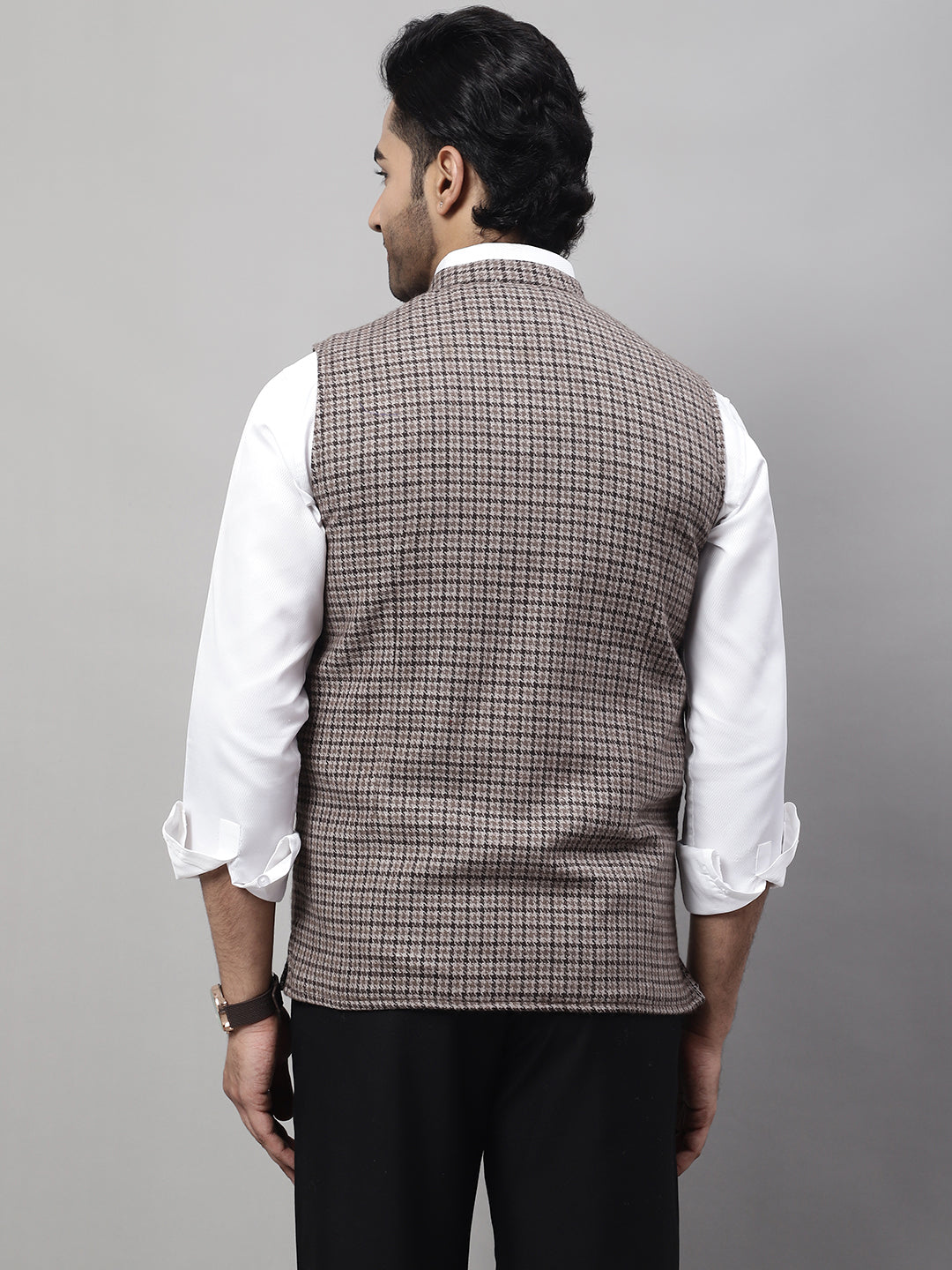 Even Apparels Men's Beige Pure Wool Nehru Jacket | Swadesiicart