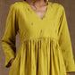 trueBrowns Lime Gold Cotton Kalidar Kurta Set | Swadesiicart