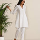 trueBrowns White Cotton Embroidered Co-ord Set - Swadesiicart