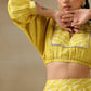 trueBrowns Lime Green Bandhani Printed Silk Top Skirt Set - Swadesiicart
