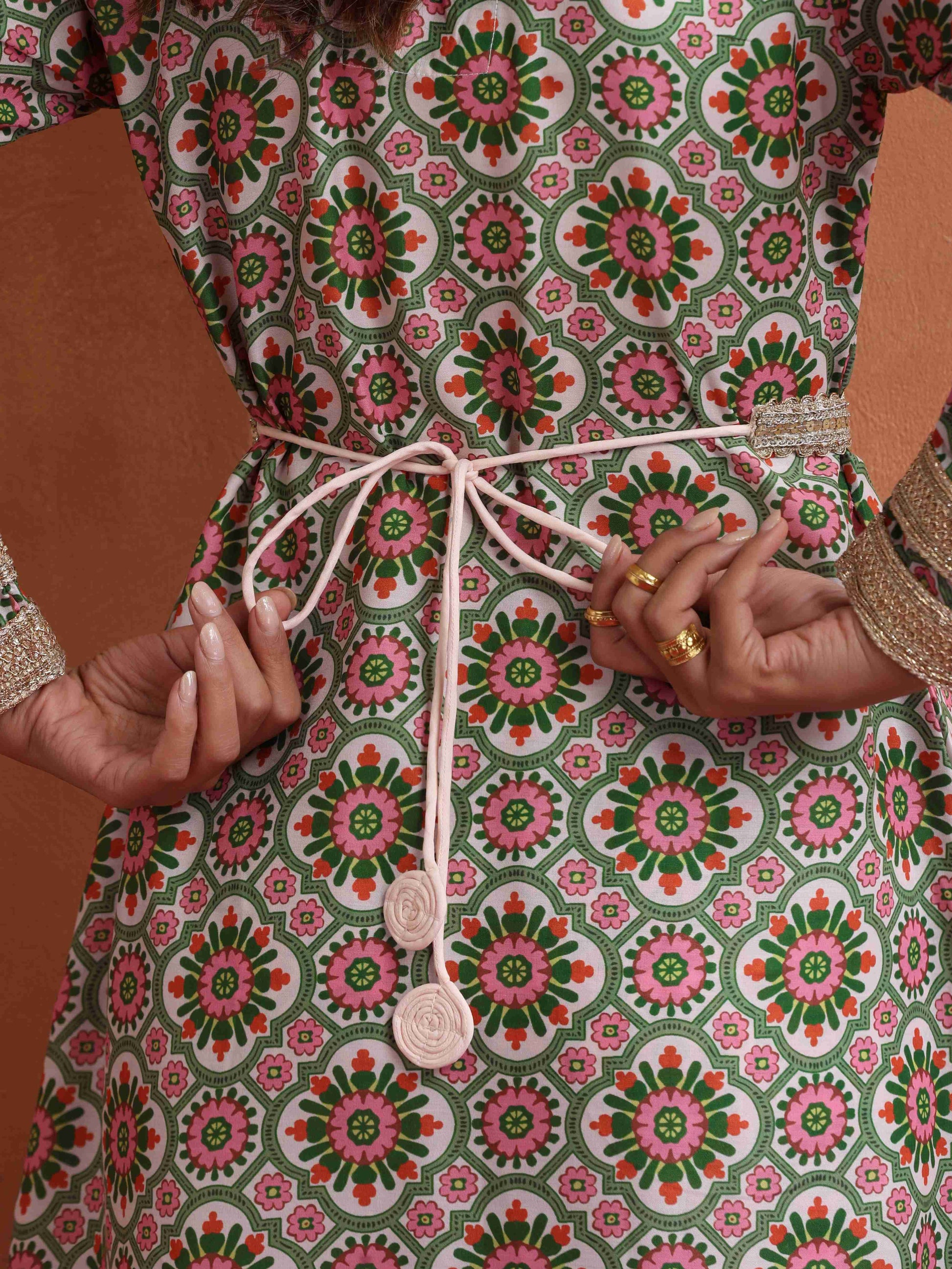 trueBrowns Light Gold Embellished Belt | Swadesiicart