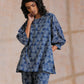 trueBrowns Indigo Dabu Overall Print Cotton Baggy Sleeve Co-Ord Set - Swadesiicart