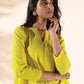 trueBrowns Lime Cotton Dobby Flared Co-ord Set - Swadesiicart