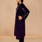 trueBrowns Wine Velvet Embroidered Kurta Set | Swadesiicart
