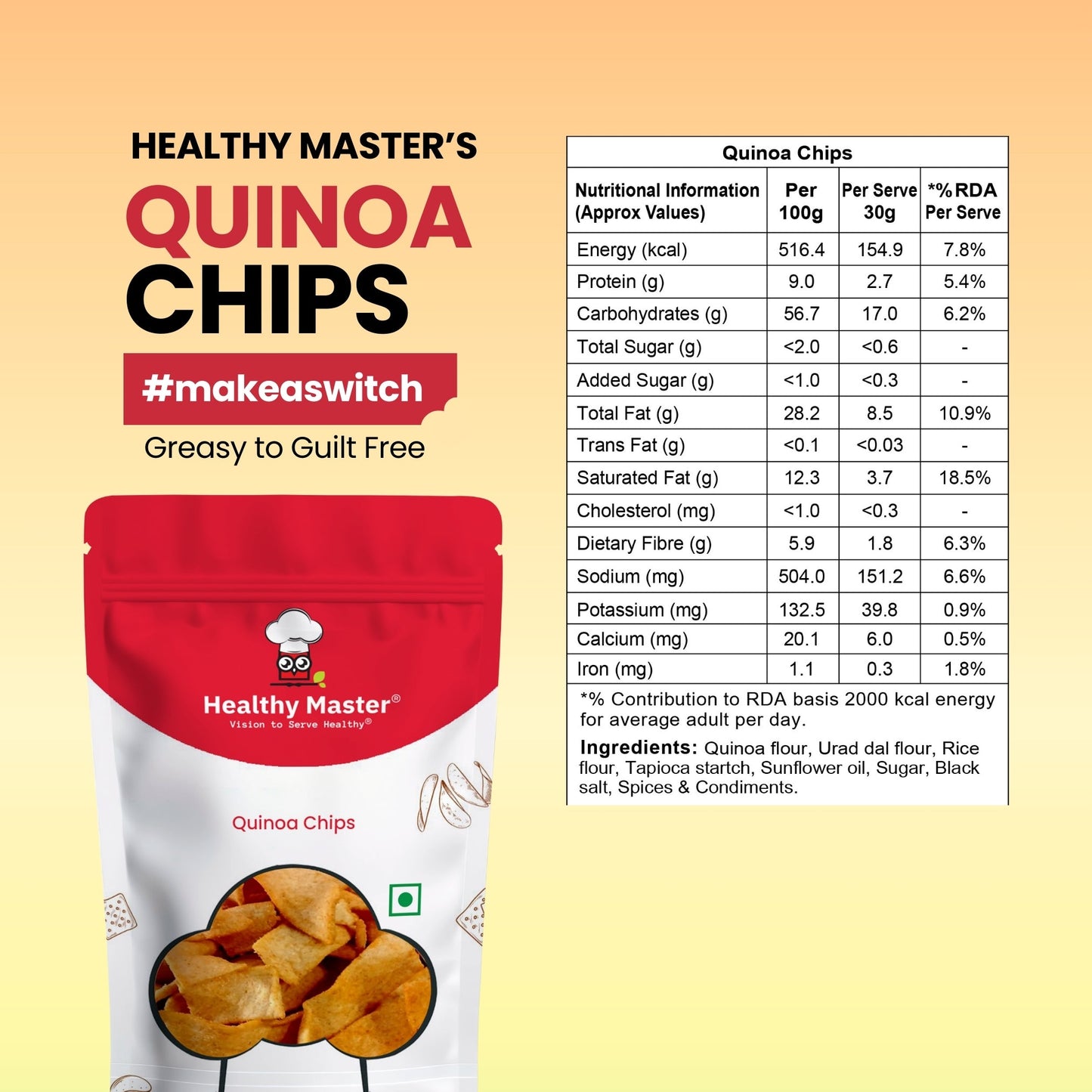 Healthy Master Light & Crispy Quinoa Chips | Millet Chips - Swadesiicart