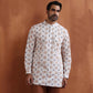 trueBrowns Men's Ivory Printed Short Kurta | Swadesiicart