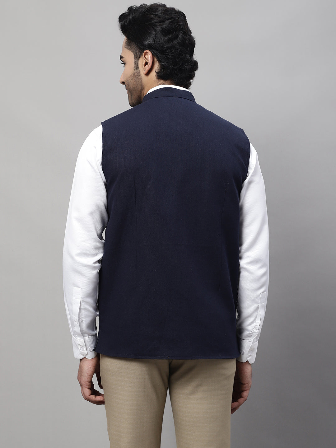 Even Apparels Men's Blue Pure Wool Nehru Jacket | Swadesiicart