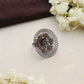 trueBrowns Silver Tone Floral Circular Ring | Swadesiicart