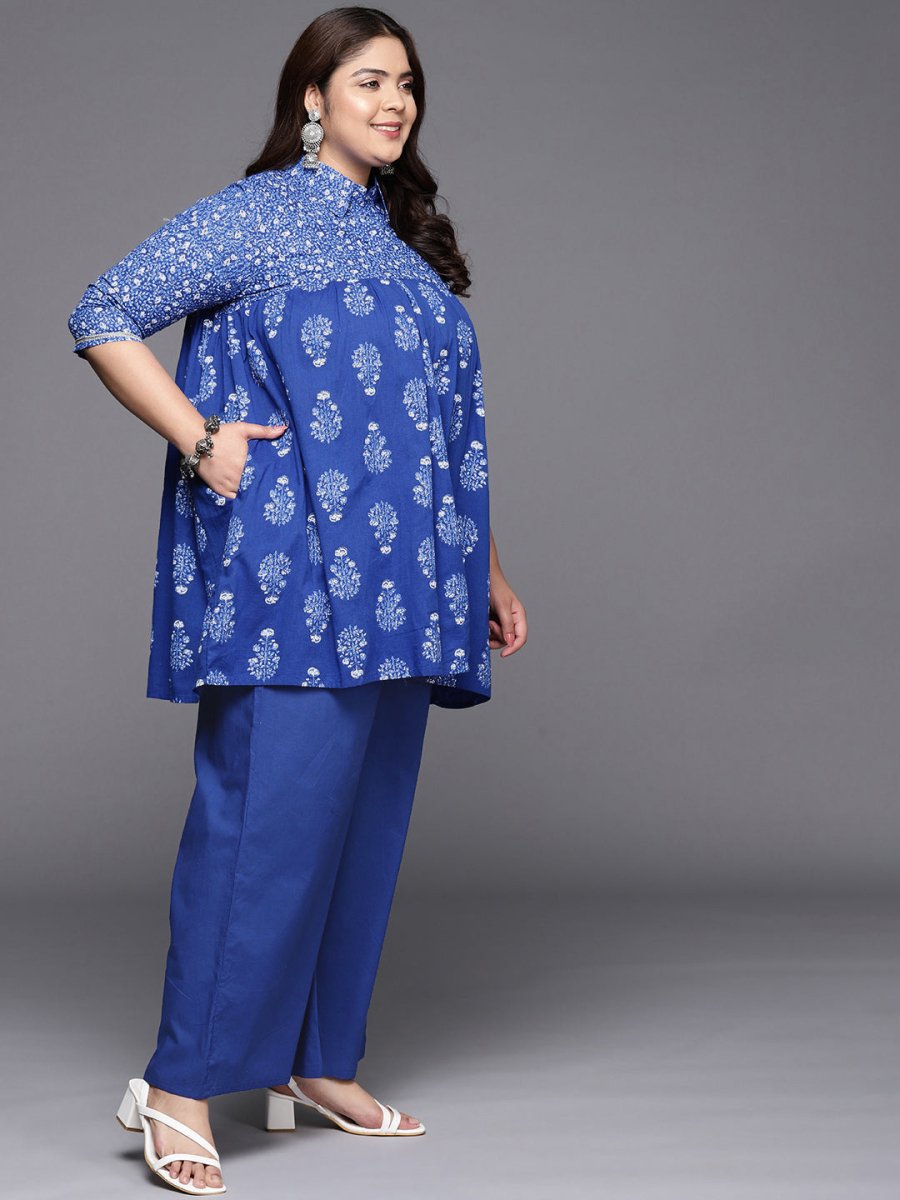Ahalyaa Women Plus Size Cotton Tunic with Palazzos | Swadesiicart