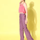 InWeave Women's Mauve Coord Set With Crepe Peach Crop Top - Swadesiicart