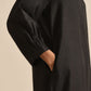 trueBrowns Black Slub Relaxed Placket Co-Ord Set - Swadesiicart