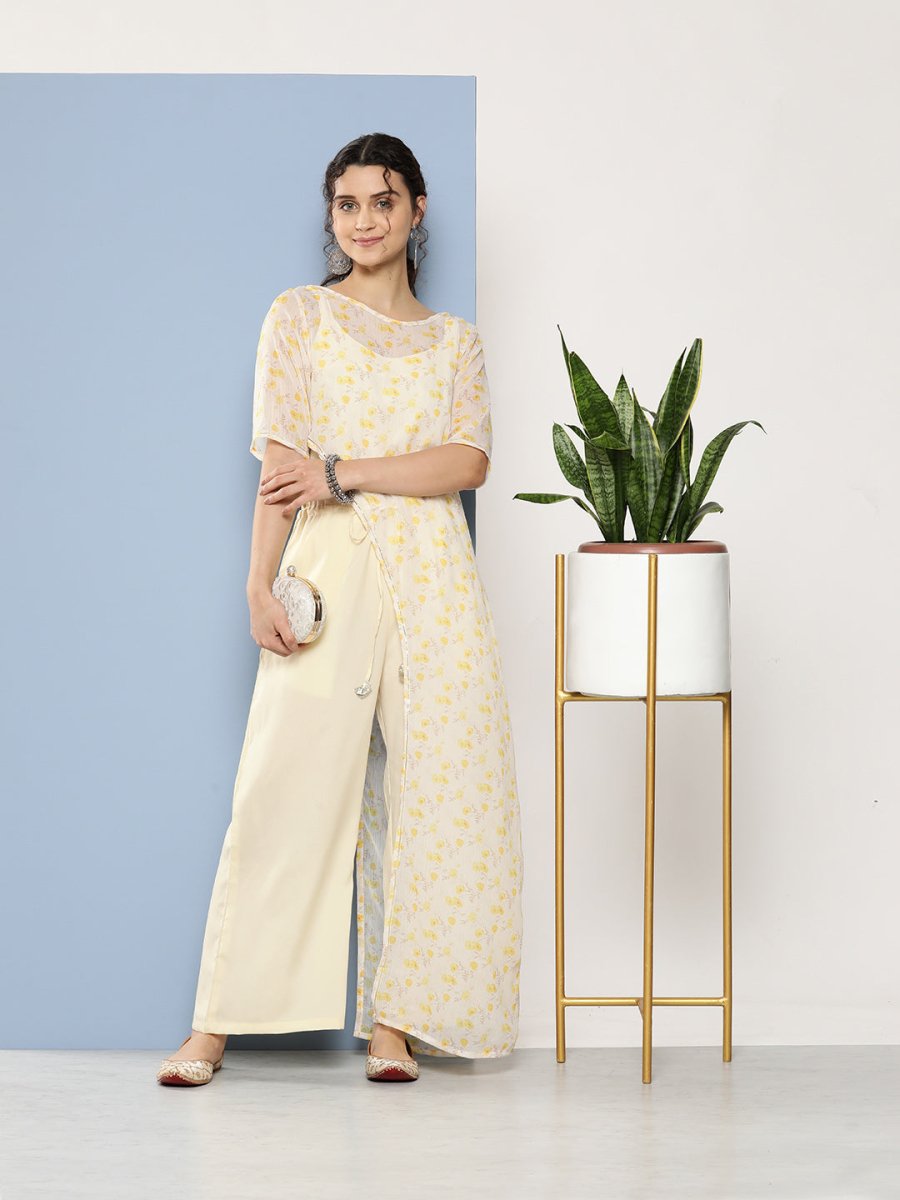 Ahalyaa Printed Waist Tie-Ups Basic Jumpsuit | Swadesiicart