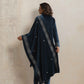 trueBrowns Blue Velvet Embroidered Kurta Pant Dupatta Set | Swadesiicart