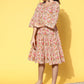 InWeave Women's Pink Boota Print Belted Dress - Swadesiicart
