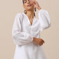 trueBrowns Gauze White Short Co-Ord Set - Swadesiicart