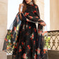 Pomcha Jaipur Red And Black Organza Anarkali Set | Swadesiicart